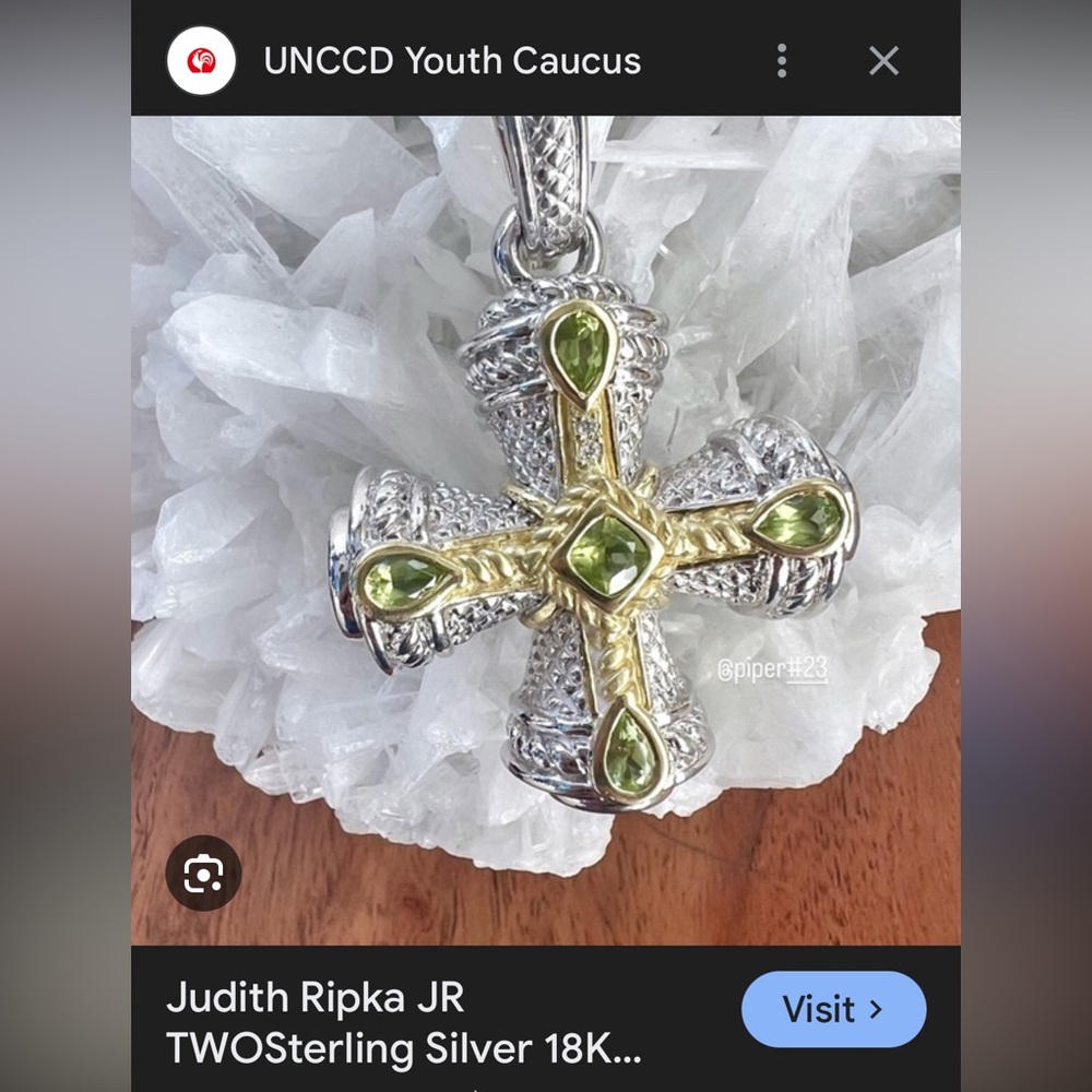 Judith Ripka Sterling Silver Cross Enhancer Aquamarine & Peridot Gemstones - Picture 13 of 14